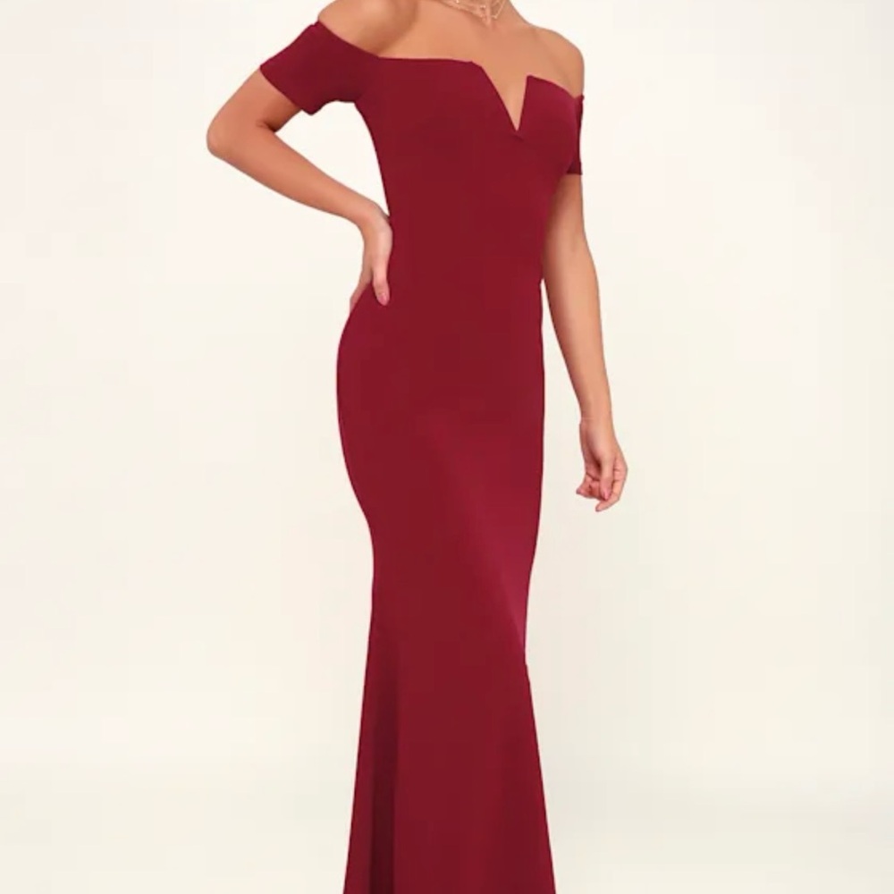 Lulu's Strapless Wine Red Dress